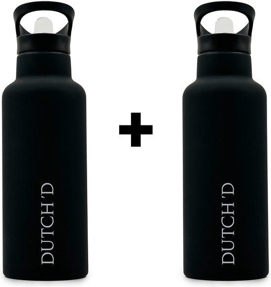 Dutch'D ® Thermo Waterfles - 1+1 ACTIE - Thermofles - Drinkfles met rietje  -... | bol