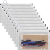 10 stuks A6 Document Wallet Plastic Envelope Bag met rits voor bestanden, papier, documenten, cosmetica en reisbenodigdheden