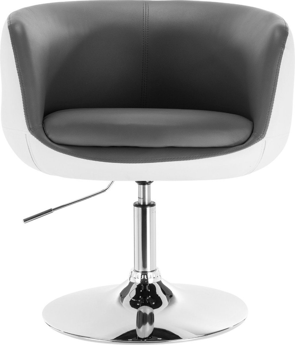 Dripio Barkruk Industrial Wit - Barkrukken set van 1 - Barstoel Kruk - Barstoelen met rugleuning - Keukenstoel - In hoogte verstelbaar - Kunstleer