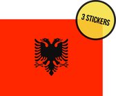 Stickers Vlag Albanië | 10 x 7 cm | Albanees | Albanien | Albanie | Shqiperia | Albania | met pelrand | 3 stuks