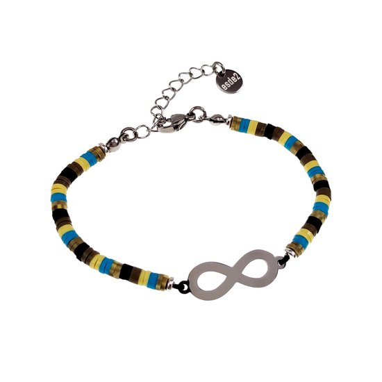 Polymeerklei Armband Dames - Kleurrijk Armband - Verguld RVS - Verstelbaar Armband met Oneindigheids Hanger