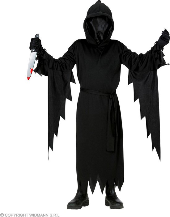 Widmann - Scream Kostuum - Dolend Door De Straten Magere Hein Kind Kostuum - Zwart - Maat 158 - Halloween - Verkleedkleding