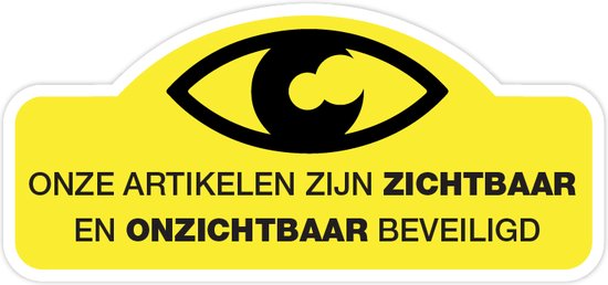 Onze Artikelen Zijn Zichtbaar En Onzichtbaar Beveiligd Geel Sticker - 7 ...