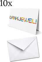 10x Wenskaart Dankjewel met envelope - Bedankt Wenskaarten - Wenskaarten Set