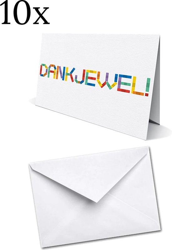 Foto: 10x wenskaart dankjewel met envelope bedankt wenskaarten wenskaarten set