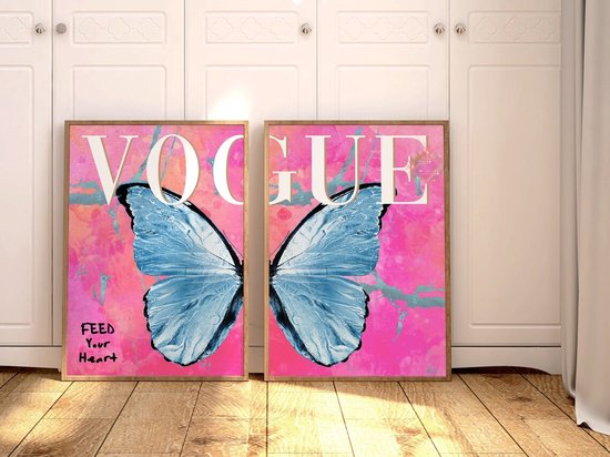 Set d'affiches papillon - 3 pièces - 30x40 cm - Vogue - Decor chambre Preppy - Vintage - Décoration chambre adolescents - Décoration murale - Décoration murale