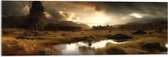 Acrylglas - Landschap - Gras - Bomen - Wolken - Water - 90x30 cm Foto op Acrylglas (Met Ophangsysteem)