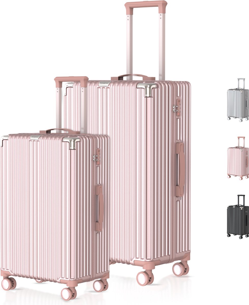 Voyagoux® - Reiskoffer set - Koffers - 2 stuks - M/L - Rose gold