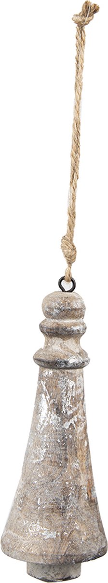 HAES deco Kersthanger Ornament Formaat Ø 6x16 cm Kleur Zilverkleurig Materiaal Hout Kerstversiering Kerstdecoratie Decoratie Hanger Kerstboomversiering