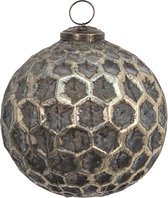 HAES DECO - Kerstbal - Formaat Ø 12x12 cm - Kleur Bruin - Materiaal Glas - Kerstversiering, Kerstdecoratie, Decoratie Hanger, Kerstboomversiering