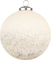 HAES DECO - Kerstbal - Formaat Ø 12x12 cm - Kleur Beige - Materiaal Glas - Kerstversiering, Kerstdecoratie, Decoratie Hanger, Kerstboomversiering