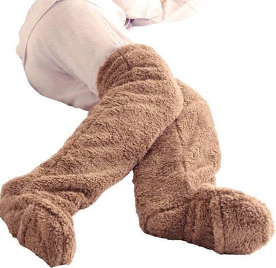 Overknee Hoge Warme Sokken FOOZZIES - Bruin - Comfy & Cosy Slaapsokken - One size fits all - Hoogwaardige kwaliteit - Merkloos