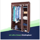 LG Life's Green Opvouwbare Kleerkast – Kledingrek met 5 Legplanken en Ophangstang – Stoffen kledingkast – 140KG Draagvermogen – 110x45x175CM – Bruin