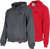 2 Pack Donnay sweater met capuchon - Sporttrui - Heren - Maat M - Charc-marl&Berry red (298)