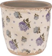 Clayre & Eef Pot de fleurs Ø 13x12 cm Beige Bleu Céramique Fleurs