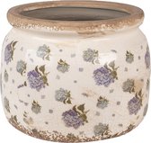 Clayre & Eef Bloempot Ø 20x15 cm Beige Blauw Keramiek Bloemen