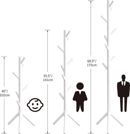 Yawinhe Portemanteau, Portant à Vêtements en Bois Massif, Vestiaire avec 8 Crochets et 1 étagères, 3 Hauteurs Réglables, pour Entrée, Couloir, Noir Yawinhe Portemanteau, Portant à Vêtements en Bois Massif, Vestiaire avec 8 Crochets et 1 étagères, 3 Hauteurs Réglables, pour Entrée, Couloir, Noir