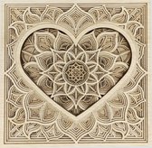 mandala coeur carré en couches 3D - naturel