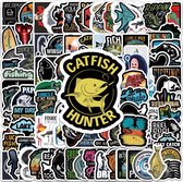 Stickers voor Hobbyvissers "Fishing Life" - 103 Stickers met Vissen, Aas, Hengels, Vissers teksten - Stickers voor viskoffer