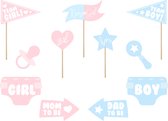 PartyDeco gender reveal foto prop set - 22-delig - babyshower thema feest - photo booth
