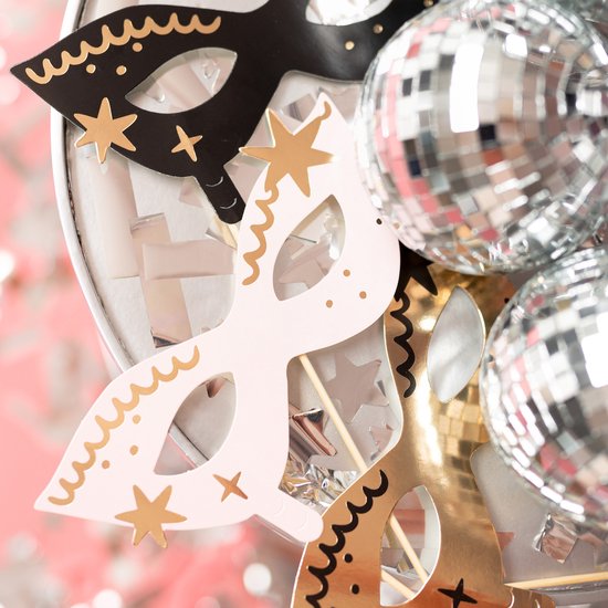 PartyDeco foto prop set Oud & Nieuw - 18-delig - Oudjaarsavond/NYE thema feest - photo booth
