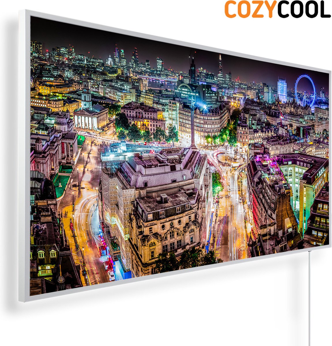 Infraroodpaneel met afbeelding | Kleurrijke skyline van Londen | 1200 Watt | Witte lijst | Infrarood verwarmingspaneel | Infrarood paneel | Infrarood verwarming