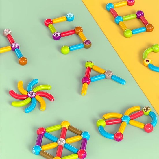 Mini Magnetische Bouwstenen 42-delig - Reis Magnetset in Metalen Doos