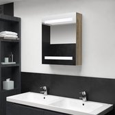 The Living Store LED opmaakkastje - Wandkast met spiegel en LED - MDF met melamine-afwerking - 50x14x60 cm - Eikenkleur