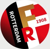 Feyenoord Schilderij - Rotterdam 1908 - Voetbal - Muurcirkel - Poster - Wanddecoratie op Aluminium (Dibond) - 40x40cm - Inclusief Gratis Ophangsysteem