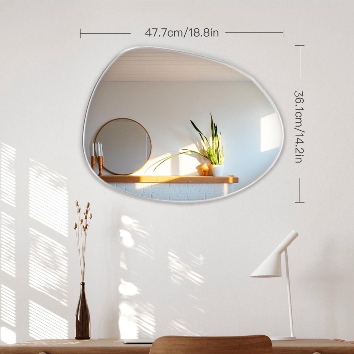 miroir mural auto-adhésif (grand model )ovale en acrylique, décoration de  la maison, miroir doux en verre Hd