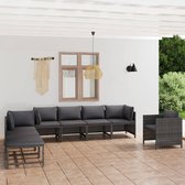 The Living Store Loungehoek - Poly rattan loungeset - Grijs - 60x60x60 cm - Inclusief kussens