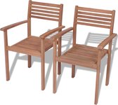Chaises d'extérieur empilables The Living Store - Teck - Set de 2 - 56x51x90 cm