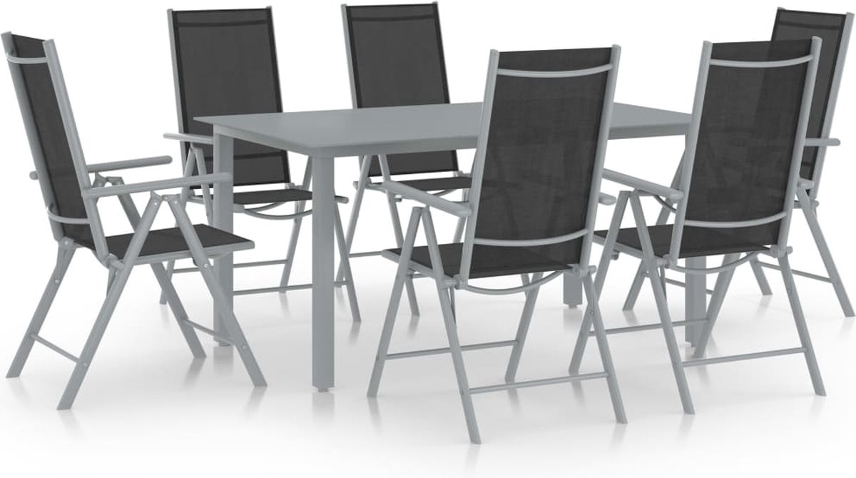 Tuinset van aluminium in zilver en zwart - The Living Store.