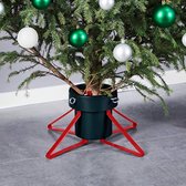 The Living Store Kerstboomstandaard - Metalen frame - Waterreservoir - Geschikt voor echte boom - 46x46x19 cm - Groen/rood - The Living Store