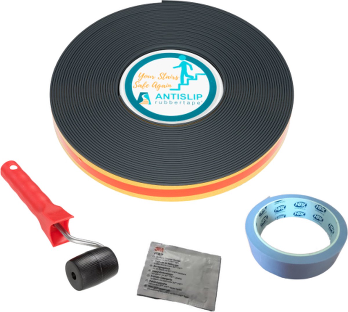 Antislip trapprofiel - Zelfklevende strip - Complete set voor 1 trap - Antraciet - Rol 15m