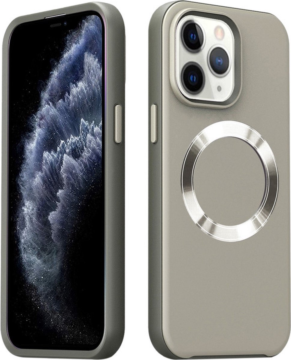 iPhone 13 Hoesje - Back Case Cover - Magsafe Compatible - Grijs - Provium
