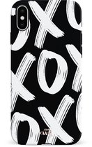 xoxo Wildhearts Can't Talk Now Black - Single Layer - Hoesje geschikt voor iPhone X / Xs hoesje - Hard case met zwart/witte print - Beschermhoes geschikt voor iPhone Xs / X case - Shockproof case met xoxo print - Zwart