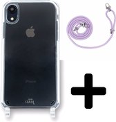 xoxo Wildhearts siliconen hoesje - Geschikt voor iPhone XR - Telefoonhoesje - Hoesje met koord - telefoonkoord - Transparant hoesje - Paarse koord