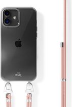 xoxo Wildhearts siliconen hoesje - Geschikt voor iPhone 14 Plus - Telefoonhoesje - Hoesje met koord - telefoonkoord - Transparant hoesje - Roze koord