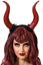 Halloween/horror verkleed diadeem/tiara - grote duivel hoorns - kunststof - dames/meisjes