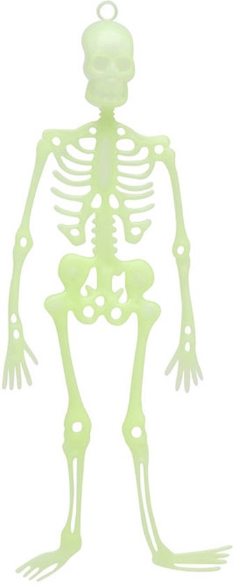 Halloween/horror thema hang decoraties - 1x stuks - skeletten - glow in the dark - 30 cm