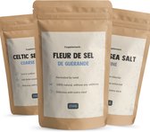 Cupplement - Zout Set 3 Delig - Dode Zeezout 250G, Fleur De Sel Guérande 250G & Keltisch Zeezout 250G - Celtic Sea Salt - Grof Zout