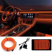 Ledverlichting voor de auto, 5 m, led autoverlichting met besturing, led auto-interieur verlichting, ledlampen, ledstrip, ledverlichting, sfeer, auto, led-binnenverlichting ,oranje.