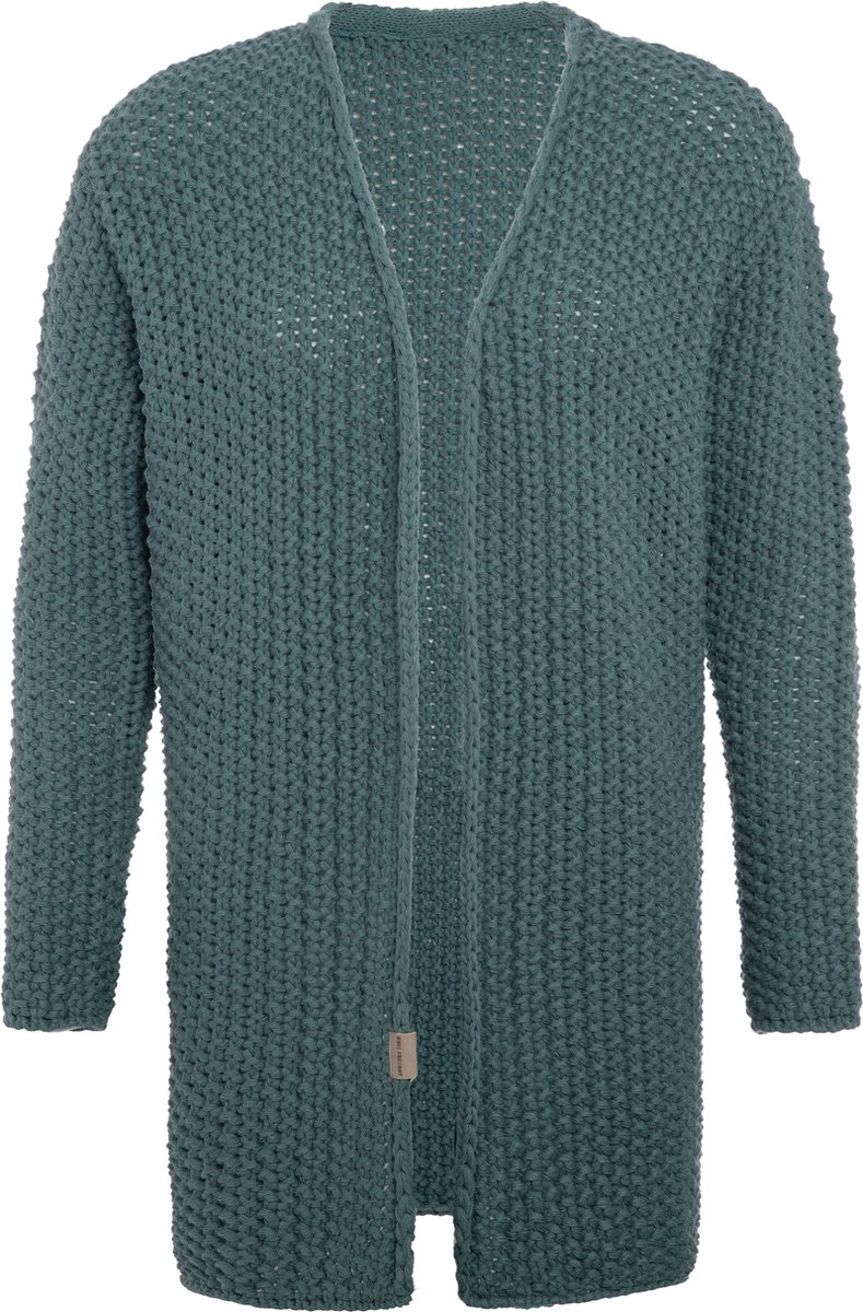 Knit Factory Carry Gebreid Dames Vest - Grof gebreid dames vest - Groene cardigan - Damesvest gemaak uit 30% wol en 70% acryl - Laurel - 36/38