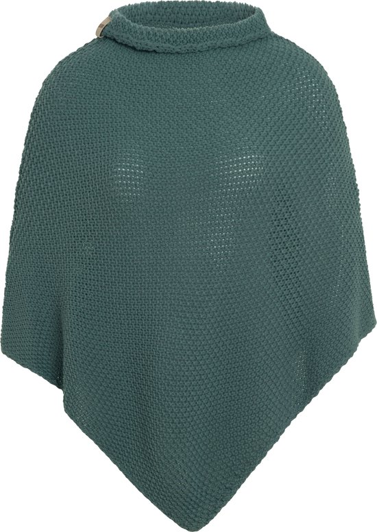 Poncho tricoté Coco Knit Factory - Avec col rond - Laurier - Taille unique - Y compris épingle décorative