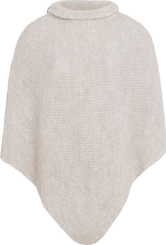 Poncho en tricot Coco Knit Factory - Avec col rond - Beige - Taille unique - Y compris épingle décorative