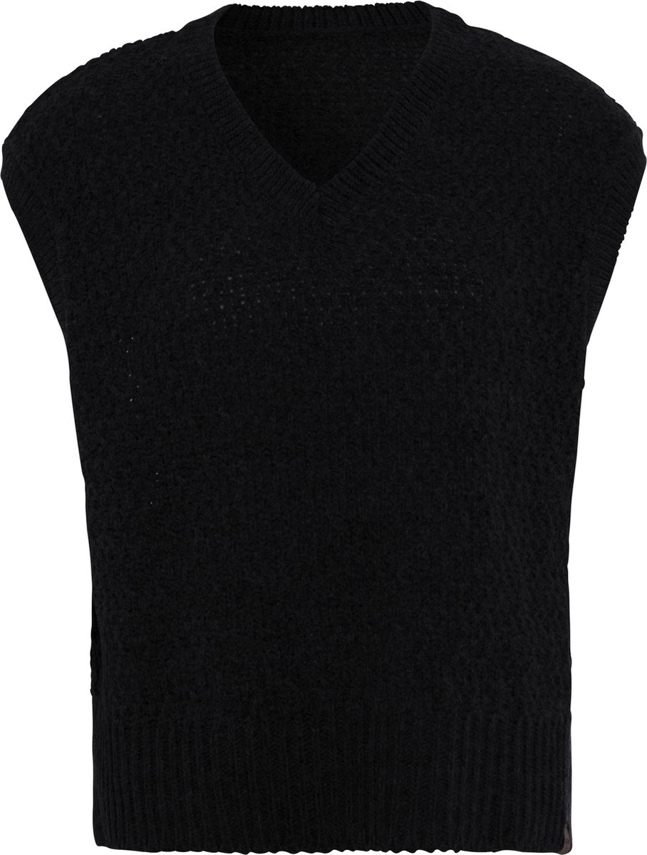 Knit Factory Luna Spencer Dames - Debardeur voor dames - Mouwloze trui - Dames Trui - Trui zonder mouwen - Zwart - 36/38