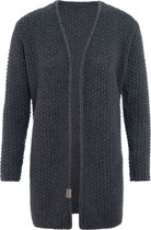 Knit Factory Carry Gebreid Dames Vest - Grof gebreid dames vest - Donkergrijze cardigan - Damesvest gemaak uit 30% wol en 70% acryl - Antraciet - 40/42