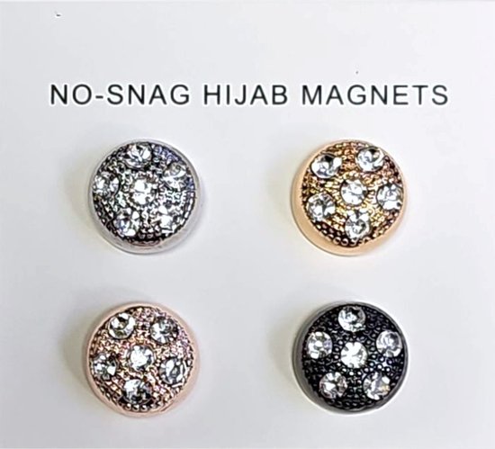 Fako Bijoux® - 4x Magnetische Broche Kristal - Hoofddoek Magneet - Sjaal - Hijab - Abaya - 12mm - Set 4 Stuks - Shiny