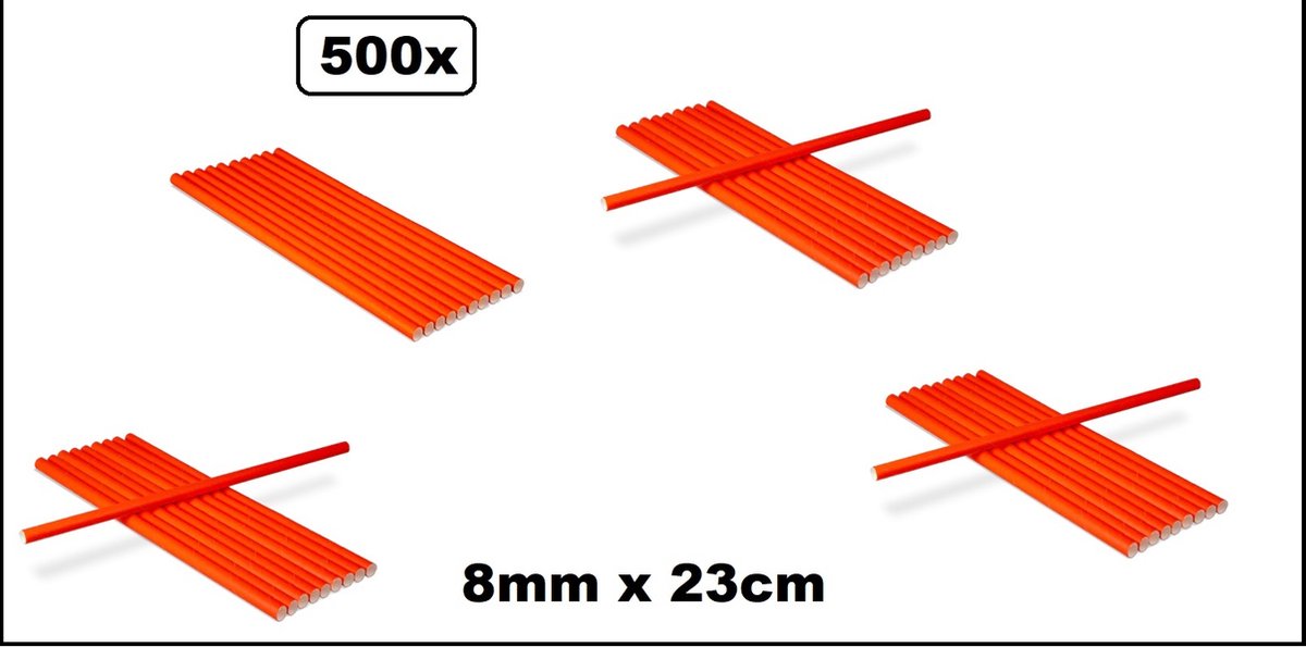 500x Papieren rietjes rood 8mm x 230mm - Rietje festival cocktail limonade milkshake drank red